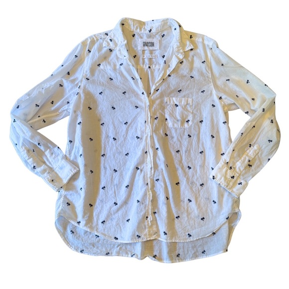 Grayson The Hero Button Down Shirt Palm Tree Print White Navy Size 5 XL - Picture 5 of 11